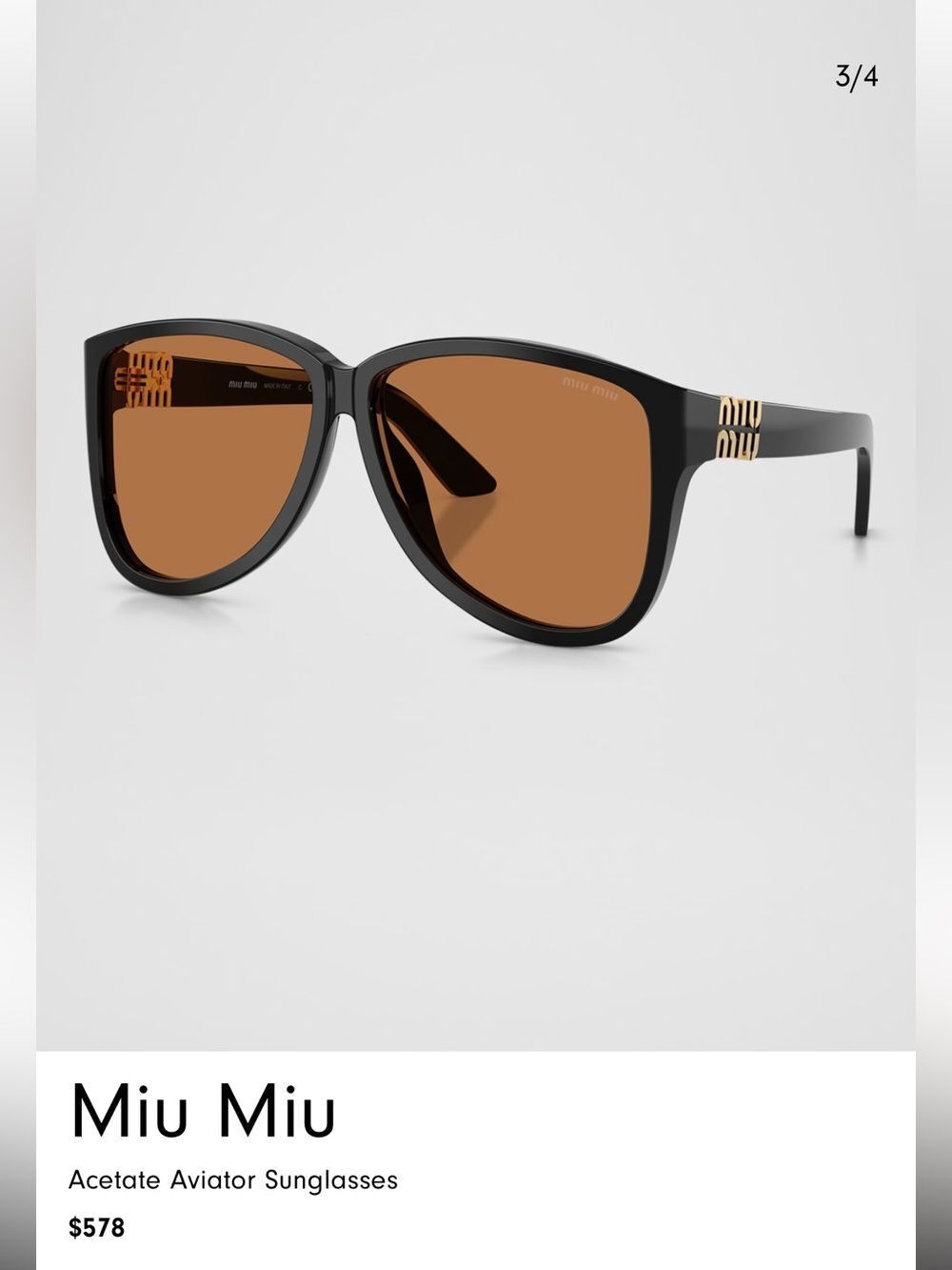 Miu Miu Acetate Aviator Sunglasses